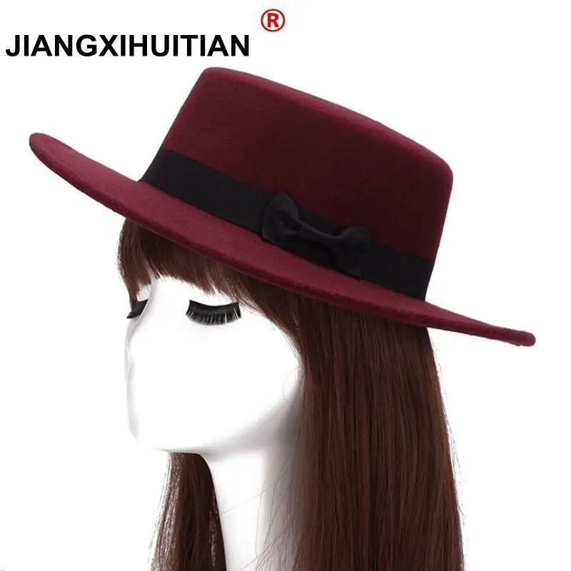 Мягкая фетровая шляпа с широкими полями|top hat|flat top hatchapeu de feltro |