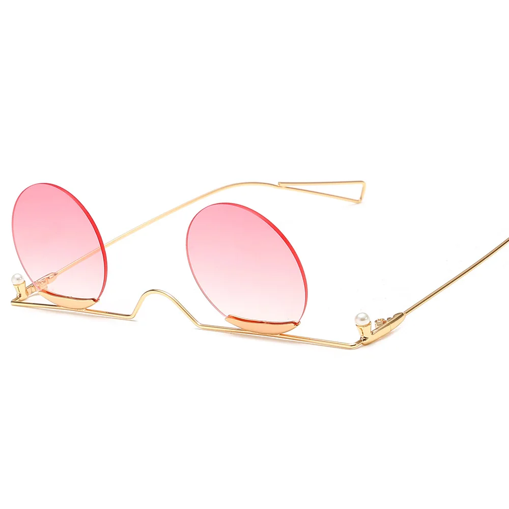

Unique Fashion Unisex Vintage Round Sunglasses metal frame Women Men Steampunk Rimless Glasses pink Sun Glasses UV400 Gafas