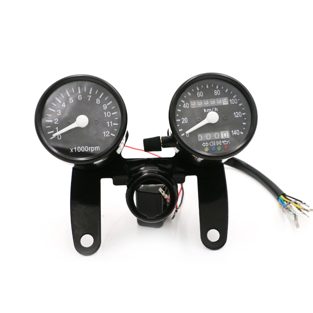 

Universal Motorcycle Speedometer Odometer Gauge 0~140km/h 12000 RPM LED Backlight Tachometer