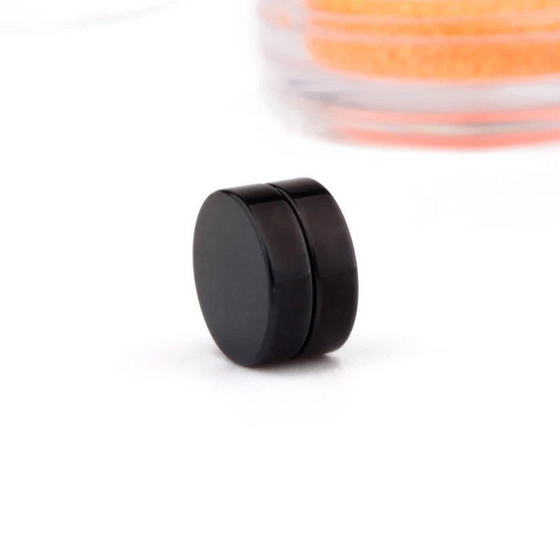 Черные двухсторонние магнитные серьги из нержавеющей стали для мужчин брикет