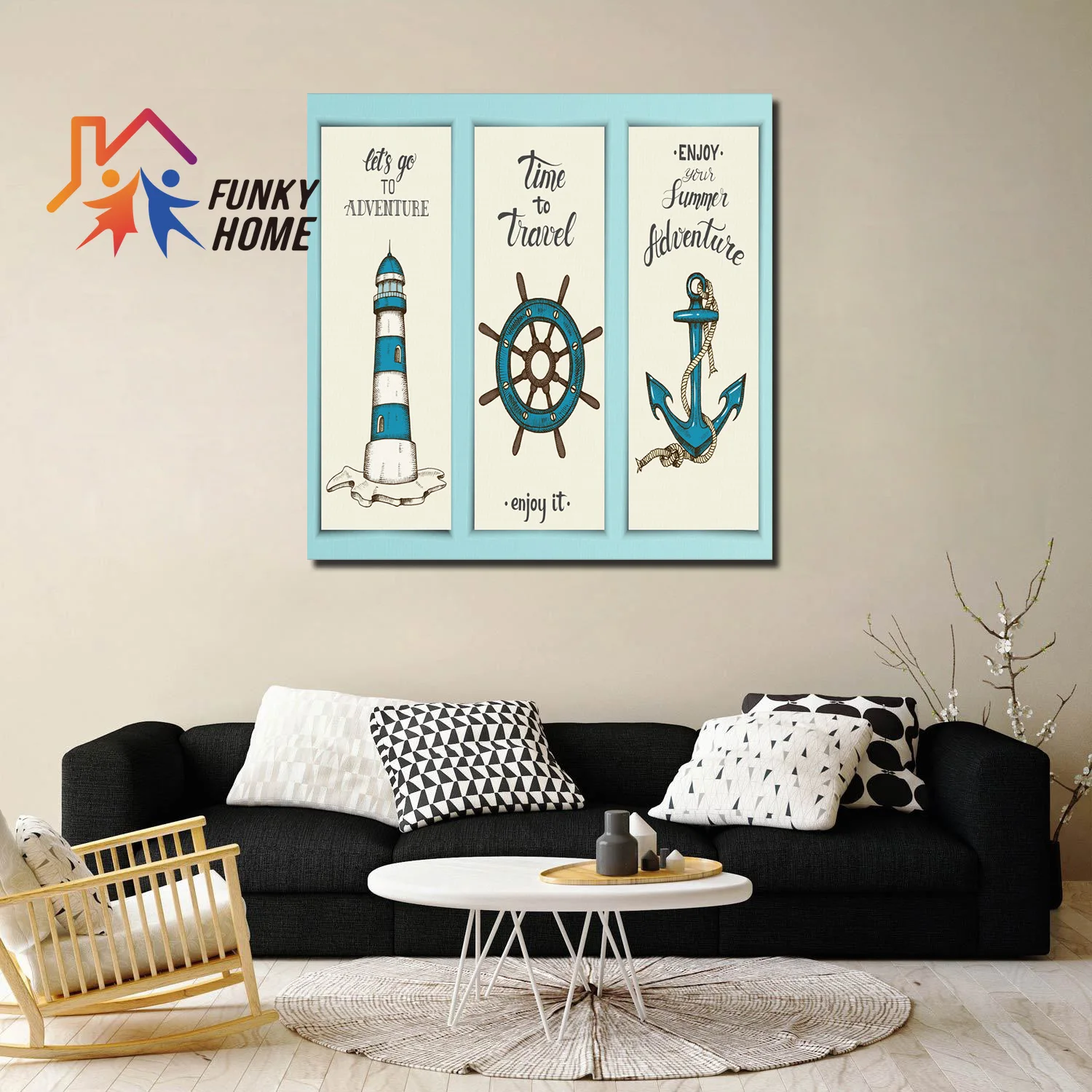 Funkyhome Картина на холсте морская коллекция Маяк якорь указатель Настенная картина