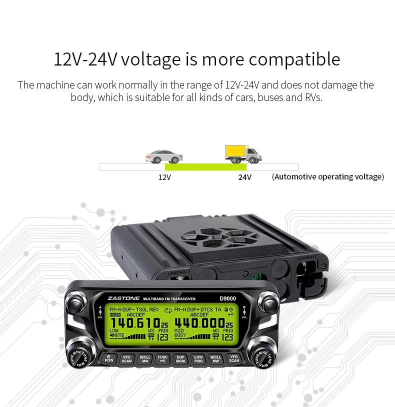 Zastone D9000 50 Вт Автомобильная рация 50 км Двухдиапазонная UHF 400-520 МГц VHF 136-174 МГц Мобильная радиостанция Автомобильная радиостанция Comunicador