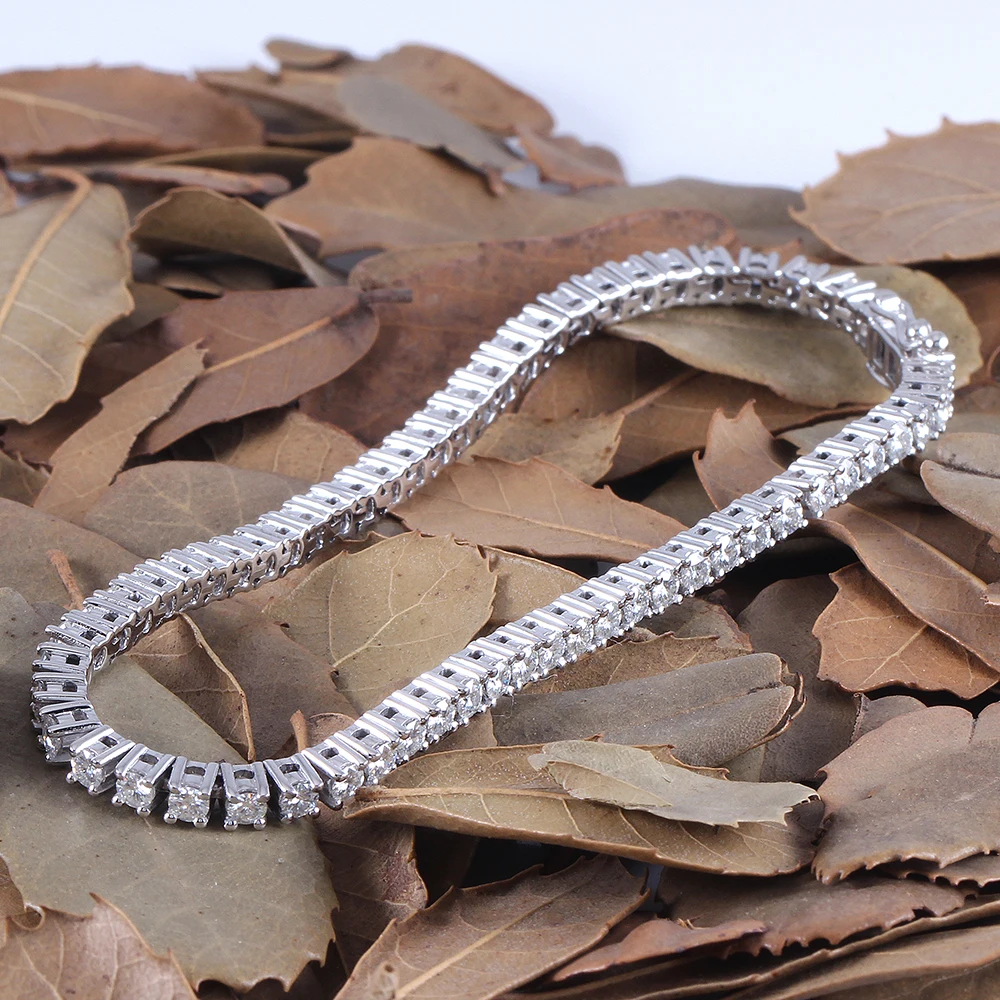 Твердые 14 K 585 белый и желтый Золото Классический 4.08CTW GH цвет 2,5 мм Moissanite Теннисный браслет для женщин свадьбы 1 шт