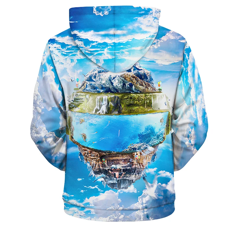 

Cloudstyle 3D Hoodies Men landscape Reflect 3D Print Fashion Hoody Sweatshirt Streetwear Casual Pullovers Loose Thin Spring Tops