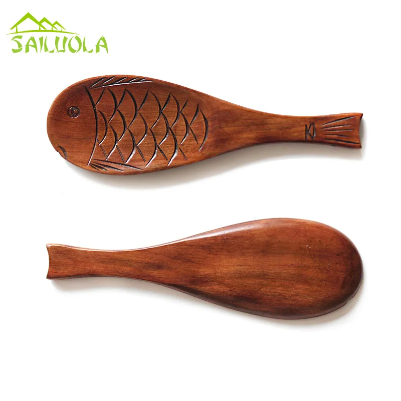 1Pcs Wood Rice Paddle Scoop Ladle Cute Fish Shape Spoon Non Stick Kitchen Tools 21*7cm | Дом и сад