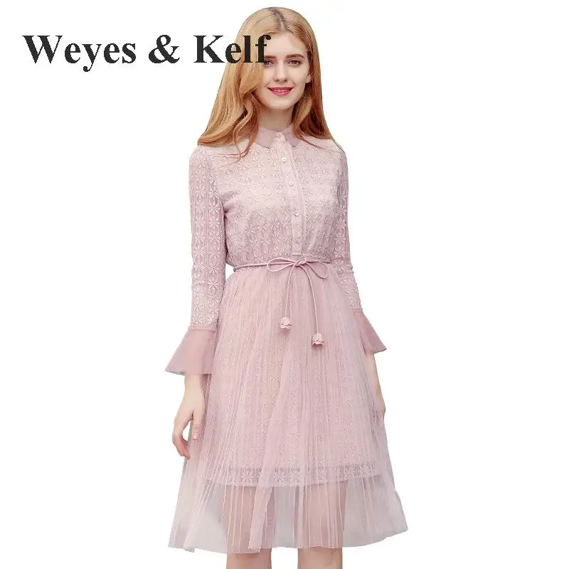 Weyes & Kelf зимнее теплое платье с розовой юбкой пачкой бархатными лентами Для женщин