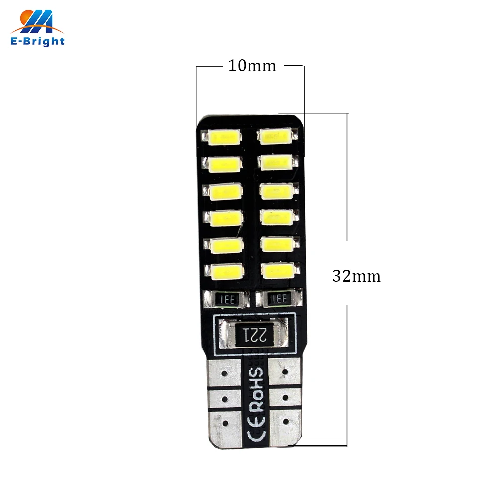 10 шт. T10 W5W 6500K светодиодный Canbus без ошибок 3014 Светодиодный 24 SMD Автомобильный