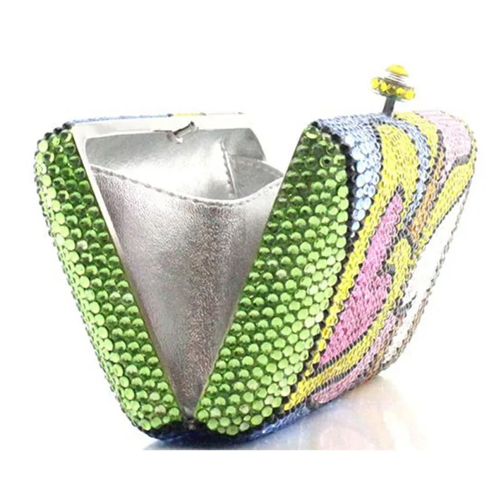 

Women heart print plain Crystal dress Evening Bags Full Of Diamonds clutch purse Lady Day Clutches Handbags Chain Shoulder Bag