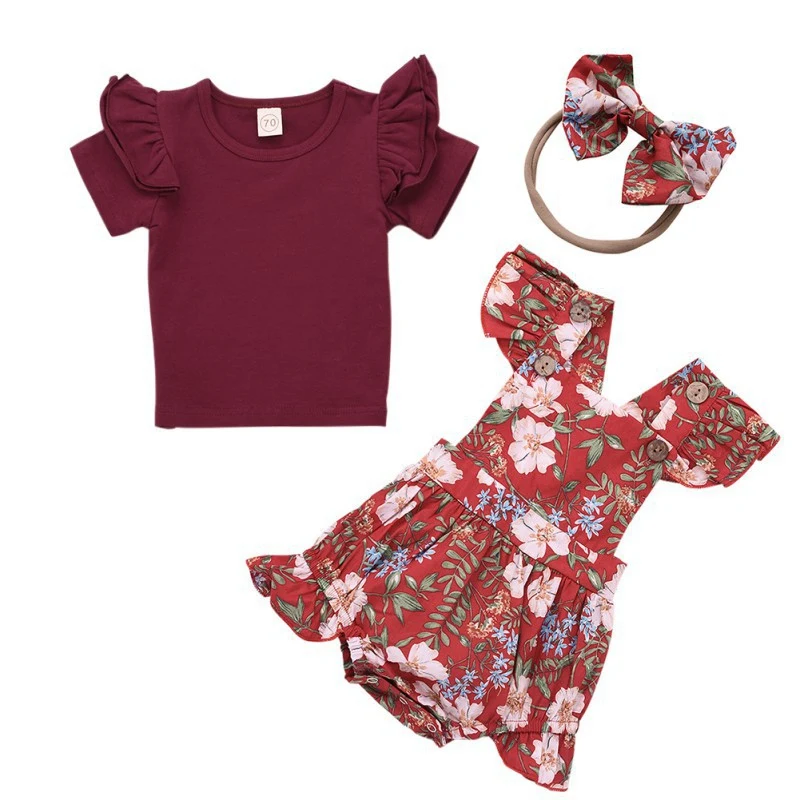 Одежда для новорожденных девочек Комбинезон с рюшами на рукавах и круглым