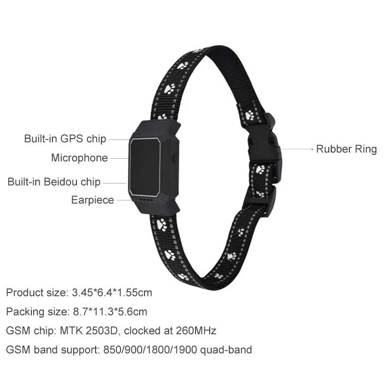 Умный ошейник с GPS-трекером для собак и кошек дистанционное перезаряжаемое