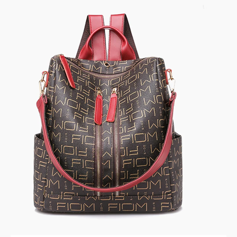 Leather Backpacks for Adolescent Girls Zipper Backpack Female Backpack to School Notebooks Laptop College bag - Цвет: brown