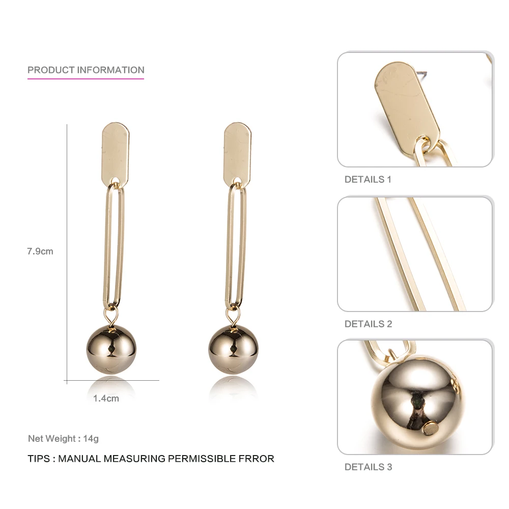 2017 New Sale Hot Big BrandFashion Plated Silver Earrings For Women Copper Ball Pendant Drop Fine Jewelry | Украшения и