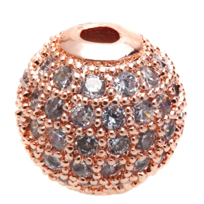 AB02C(8MM)-Rose gold Бусины для изготовления ювелирных изделий Кристалл CZ Геометрическая Корона Леопард шлем Череп Круглые бусины для изготовления ювелирных изделий DIY браслет - Цвет: AB02C(8MM)-Rose gold