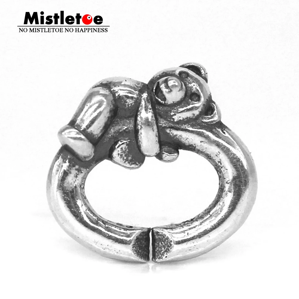 Mistletoe из натуральной 925 пробы Серебряный медведь, серебряное звено X замки подходит для европейского тролля браслет ювелирные изделия