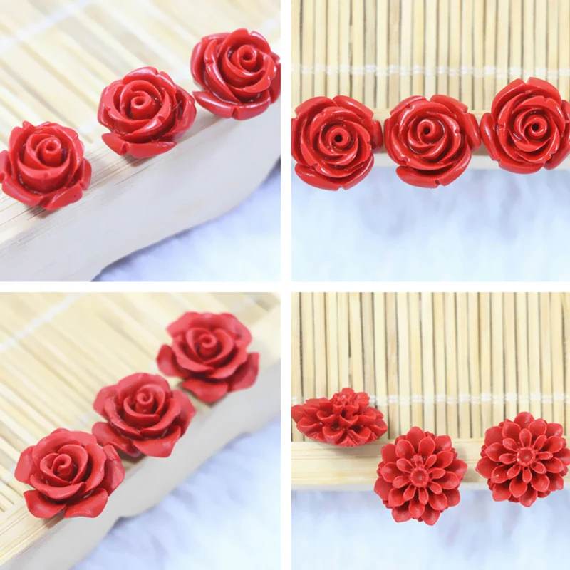 Новинка красная имитация cinnabar кулон с цветком хит продаж бусы diy подвески для