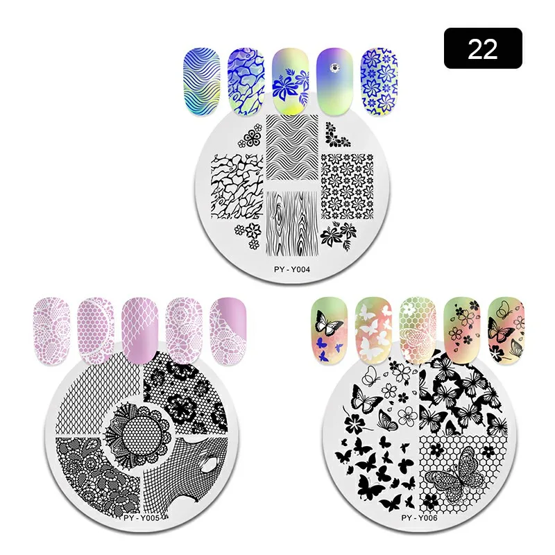 Set 22 PICT YOU прямоугольные пластины для штамповки ногтей геометрические из нержавеющей стали инструменты для штамповки ногтей набор шаблонов - Цвет: Set 22