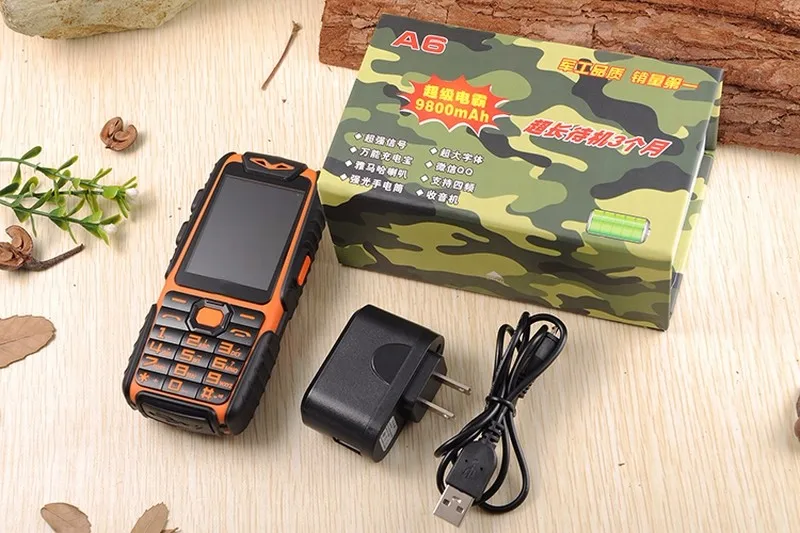 Guophone A6 прочный внешний аккумулятор телефон TFT громкий динамик фонарик Dual SIM для пожилых на открытом воздухе мобильный телефон