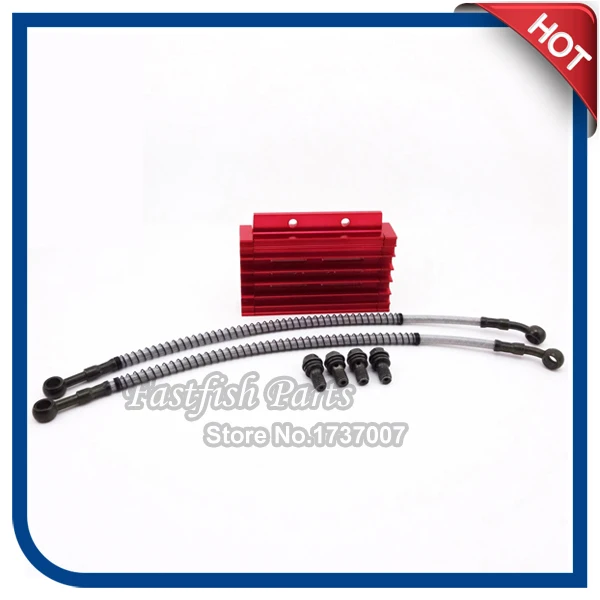 Охлаждающий радиатор с ЧПУ масляный красный комплект для Pit Dirt Bike 125cc 140cc YX Lifan Zongshen