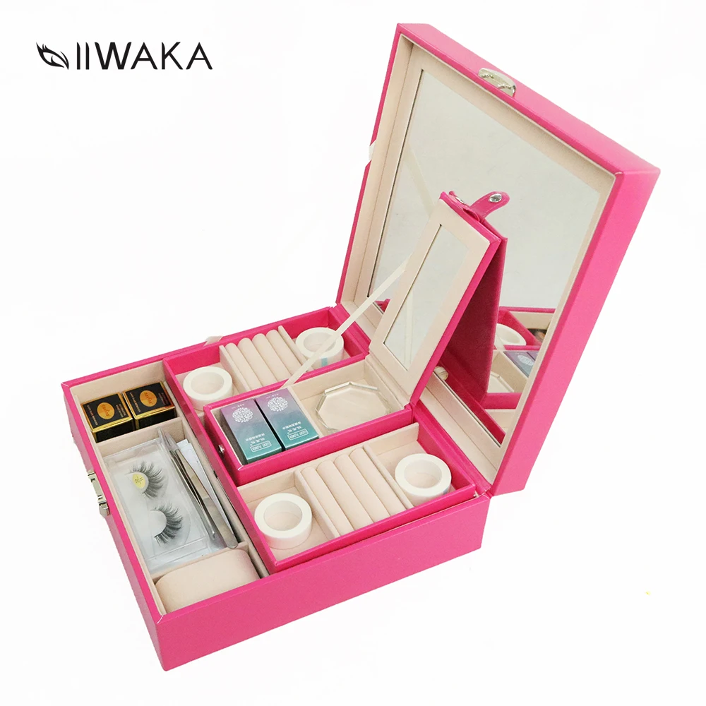 IIWAKA 3 цвета роскошный набор инструментов для наращивания ресниц ресницы с инструментами для макияжа: клей, подушечки для глаз, ленты, кисти, пинцеты