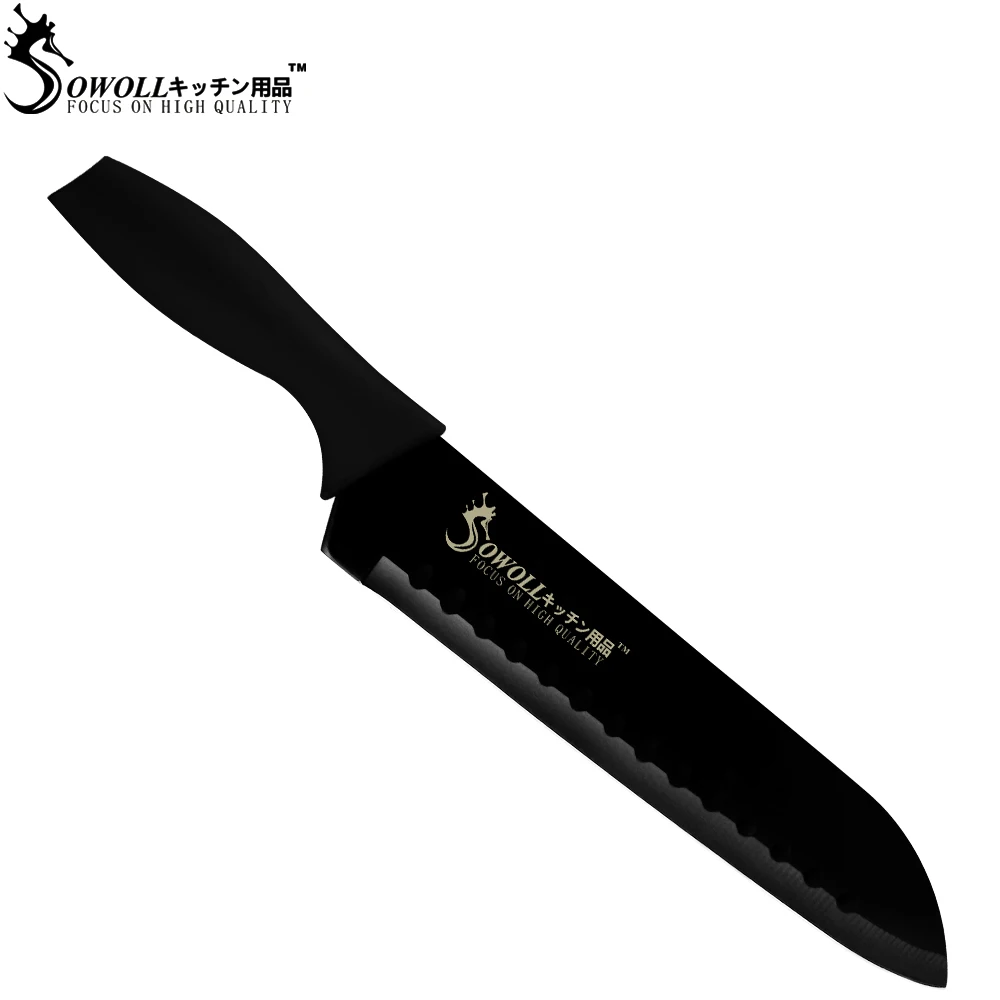 SOWOLL бренд 7 дюймов Santoku кухонный нож из нержавеющей стали Острый японский