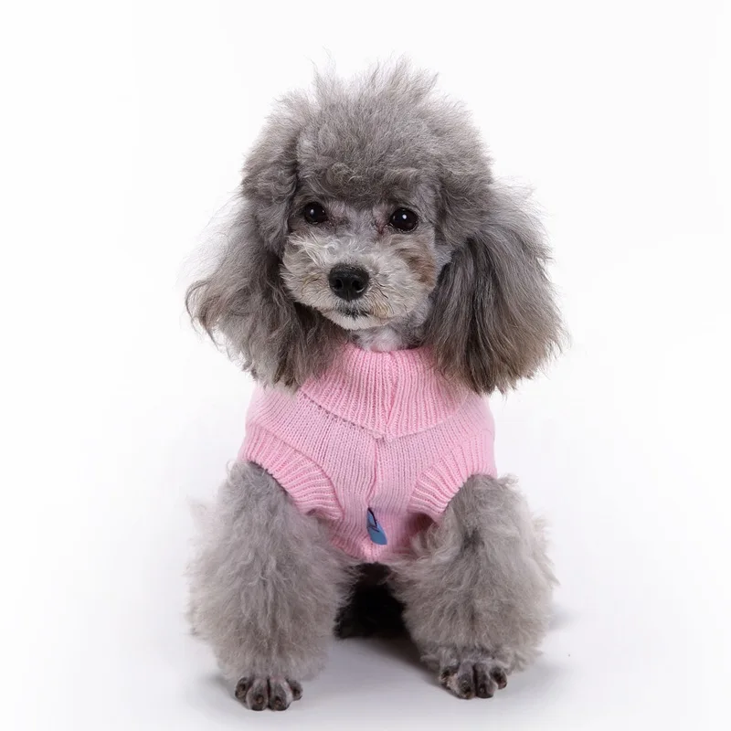 Pink Одежда для собак, мягкий теплый свитер для питомцев, куртка, пальто для собак, зимняя одежда, рубашка с высоким воротником для маленьких и средних собак, одежда для чихуахуа CL0151 - Цвет: Pink
