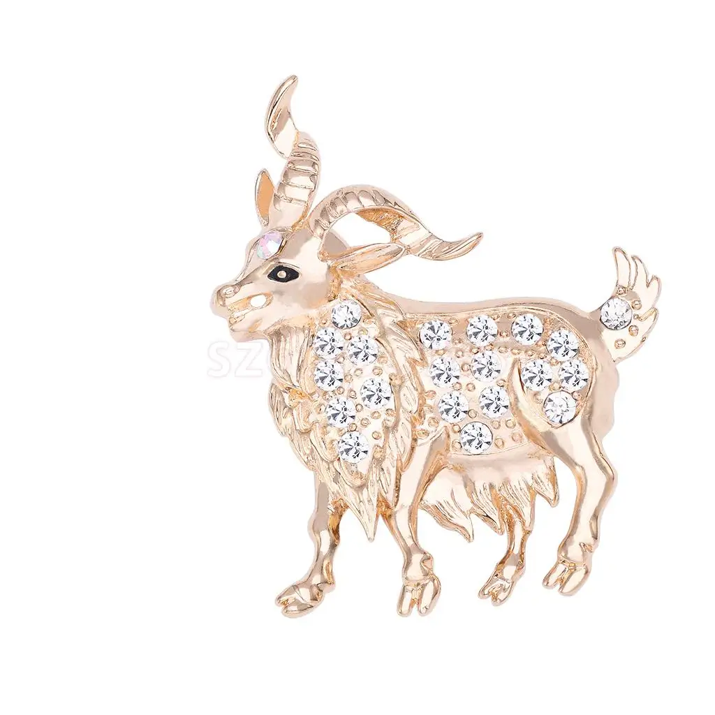 Fashion Jewelry Costume Crystal Goat Sheep Brooch Pin Animal | Украшения и аксессуары