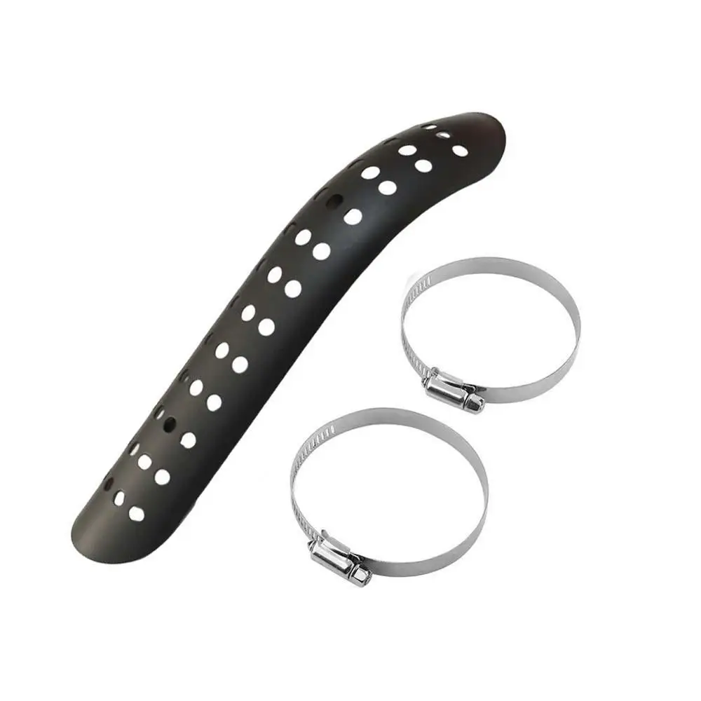 Black Curved 25x6cm Мотоцикл глушитель ноги трубы протектор тепловой щит крышка с регулируемыми зажимами для Harley Honda Yamaha Kawasaki Ducati - Цвет: Black Curved 25x6cm