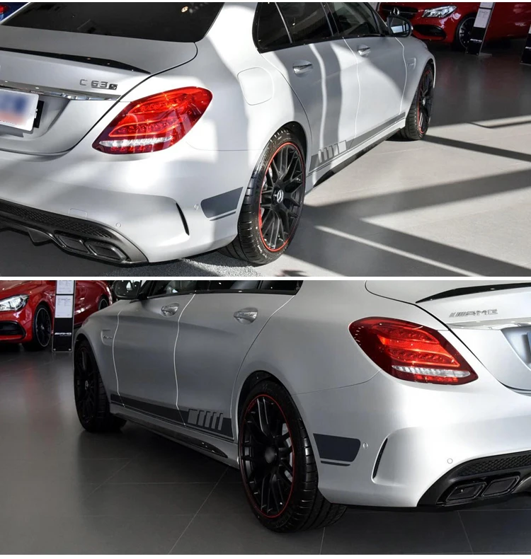 Серия 1 наклейка с боковой полосой для Mercedes Benz W205 C180 C200 C63 AMG боковая юбка гирлянда для тела