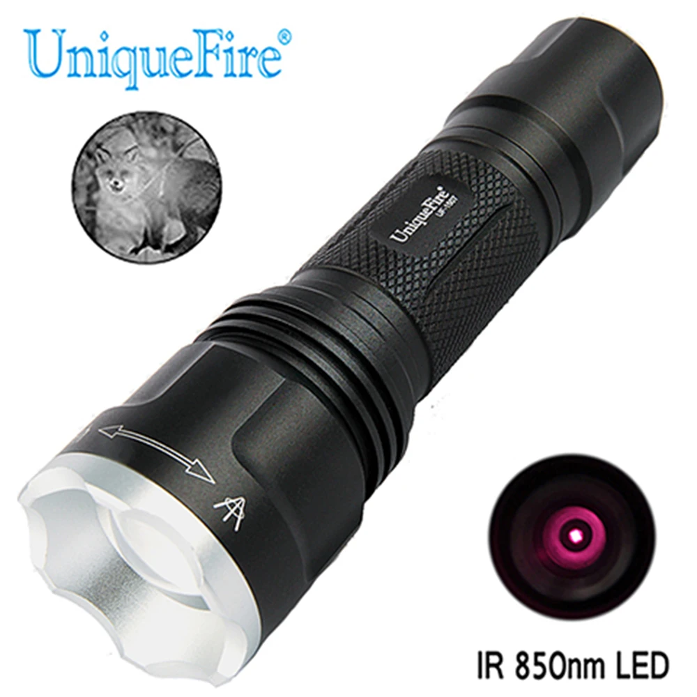 UniqueFire 1507 IR нм светодиодная вспышка 3 режима ночного видения светильник зум фокус