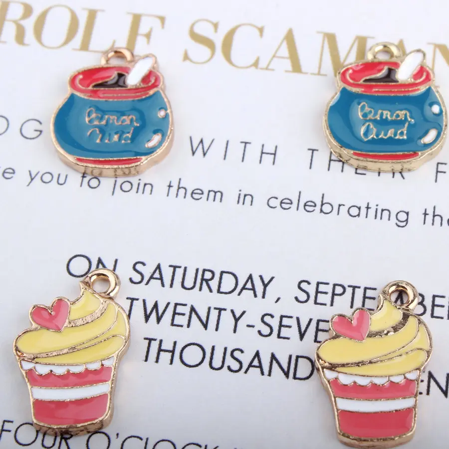 10 шт./лот модные подвески из сплава эмаль торт/медовый горшок в форме плавающего