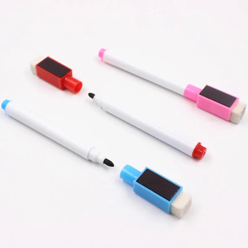 8Pcs/lot Magnetic Whiteboard Pen Erasable Dry White Board Markers Magnet Built In Eraser Office School Supplies | Канцтовары для