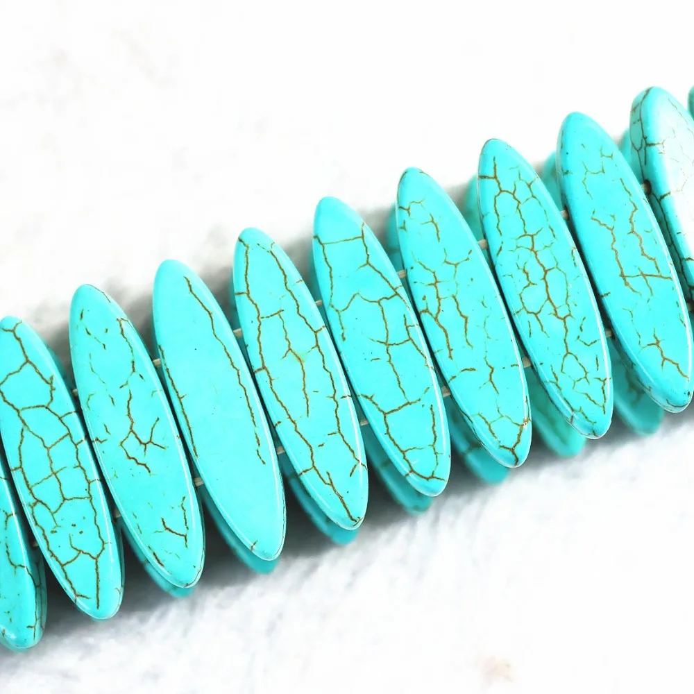 Бирюзовые бусины из голубого камня 8 х30 мм плоский конский глаз для браслета