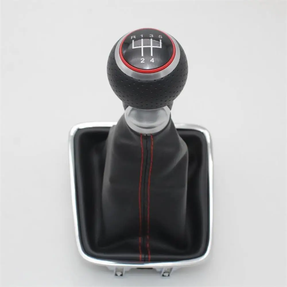 Для VW Golf Plus 2005 2006 2007 2008 2009 2010 2011 2012 2013 автомобиль-Стайлинг 5 скоростей автомобиля Шестерня переключения передач Ручка свободного кроя из искусственной кожи - Название цвета: Red