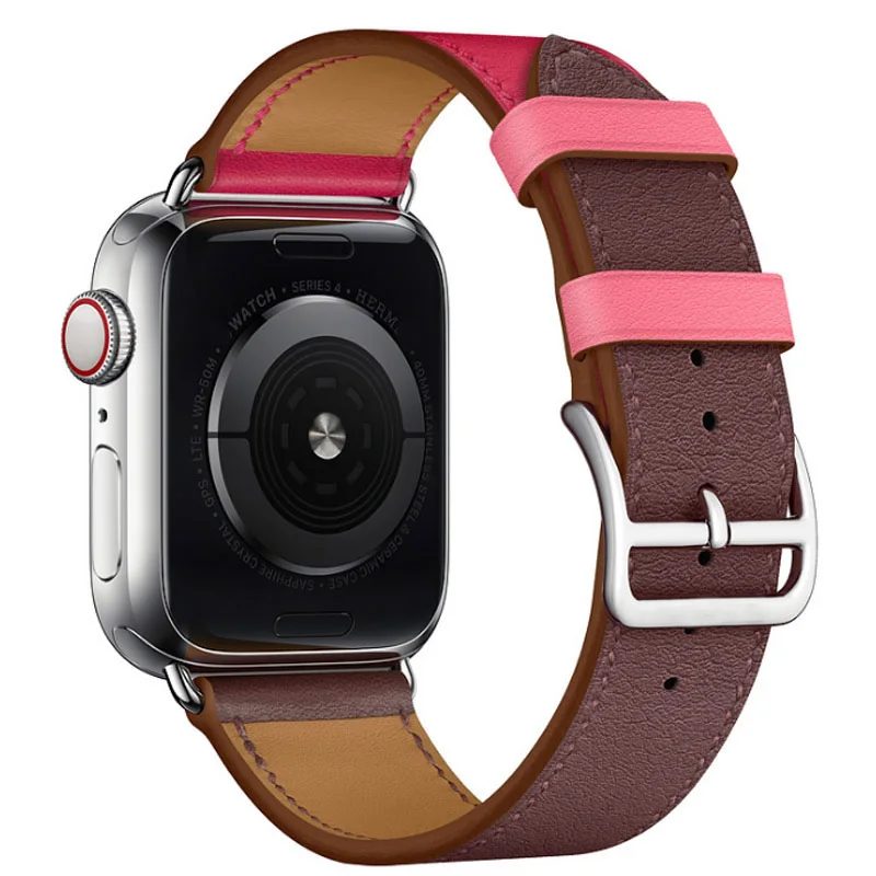 Ремешок для часов из натуральной кожи 38/42/40/44 мм цветной браслет Apple Watch Series 4 3 2