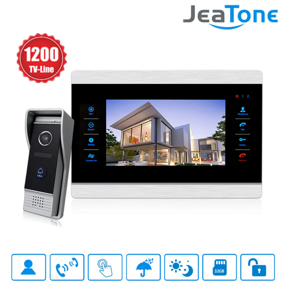 Jeatone 10 дюймовый цветной Видеозвонок домофон монитор и 1200TVL наружная панель