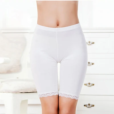 white with lace Lanmaocat,, женские леггинсы, длина до колена, для фумеров, под юбки, изготовленные из удобного легкого бамбукового волокна - Цвет: white with lace