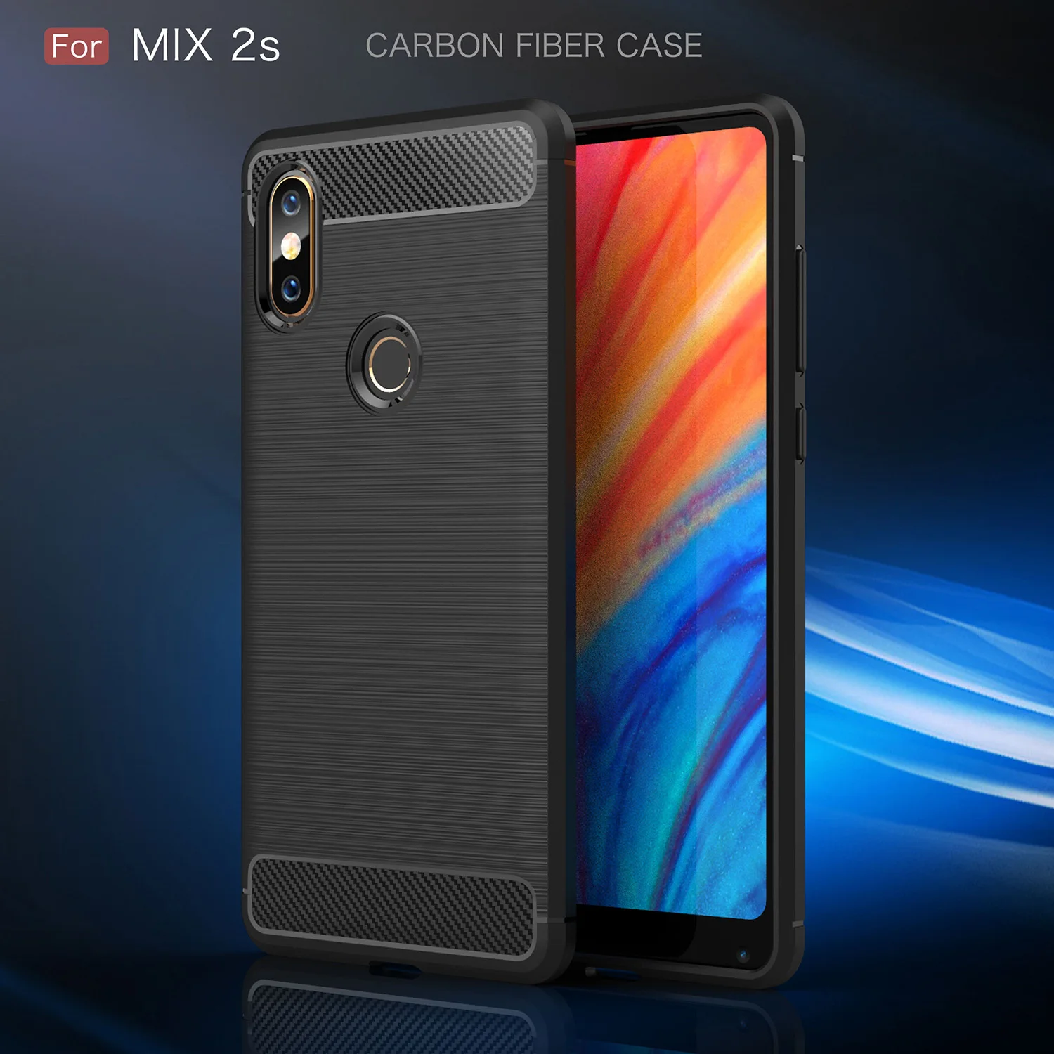 Углеродного волокна чехол для Xiaomi Mix2S Мода ультра тонкий мягкий силиконовый гель