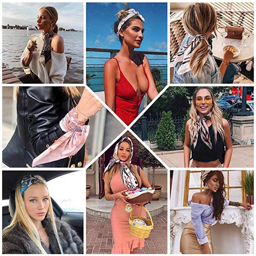 Дизайнерский зимний женский атласный Шелковый формальный квадратный шейный