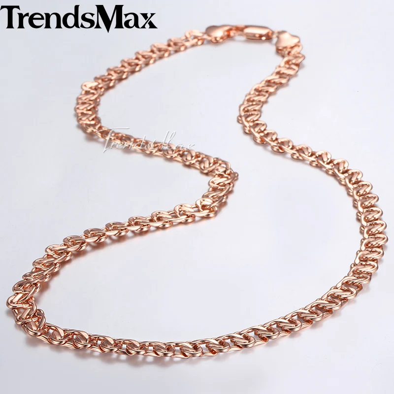 Trendsmax 7 5 мм Ожерелье s для женщин и мужчин 585 розовое золото Улитка Цепочка бордюра