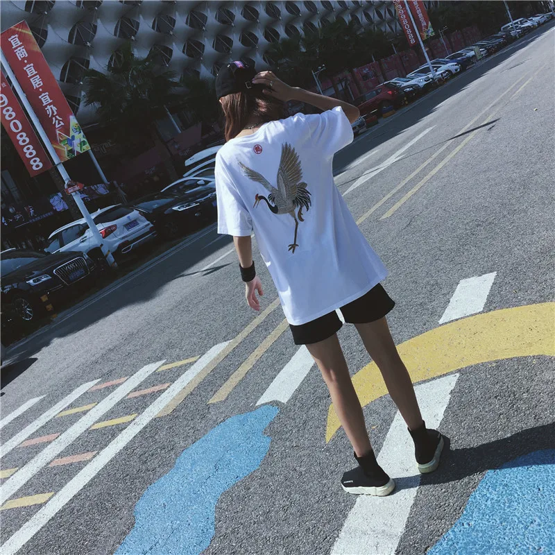 Ulzzang BF вышивка Harajuku милые футболки с коротким рукавом женская модная футболка Женские s пары женский корейский стиль