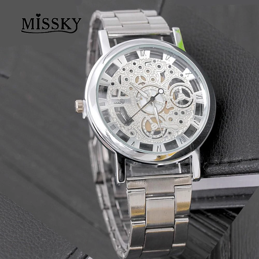 MISSKY Hollow-out Quartz Watch Alloy Steel imitation mechanical Fashion Men Wristwatch 2020 New Male SAN0 | Наручные часы