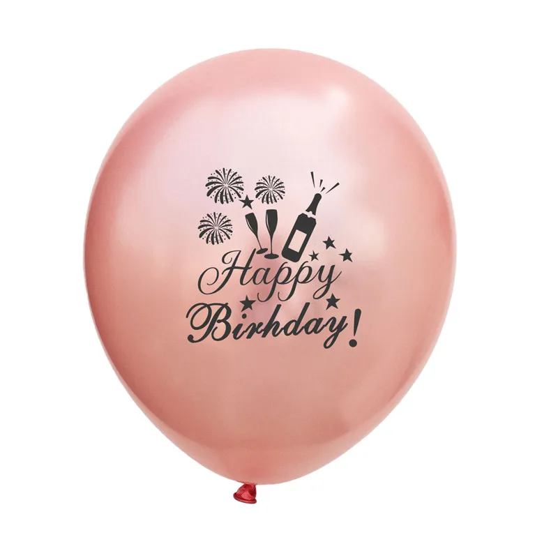 10 шт. латексные шары С Днем Рождения розовое золото черные круглые воздушные для