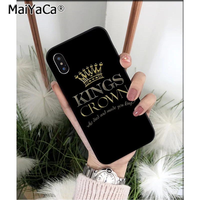 Силиконовый чехол MaiYaCa King Queen Crown из ТПУ для Apple iPhone 8 7 6 6S Plus X XS MAX 5 5S SE XR | Мобильные