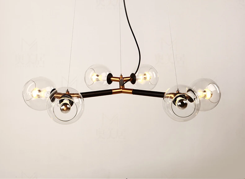 Американский Ретро Треугольный металлический 6 свет D70cm Lustre Led люстра прозрачные стеклянные оттенки кулон Хрустальная люстра лампа