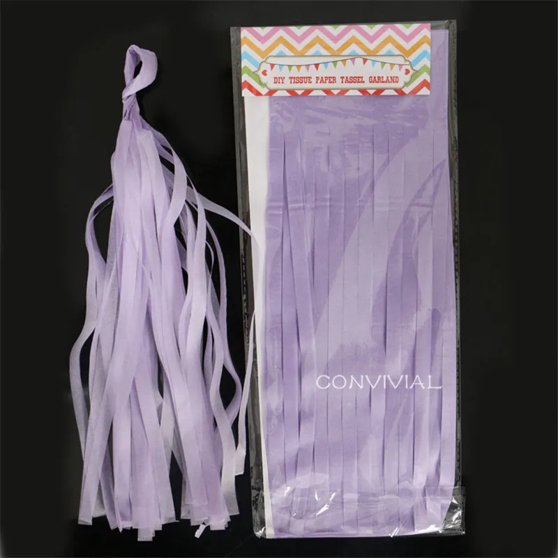 Purple paper tassel Soild Цвет гирлянда из папиросной бумаги с кистями, хороший подарок на день рождения, свадьбу, вечерние, Дня благодарения рождественское торжественное мероприятие вечерние украшения - Цвет: Purple paper tassel