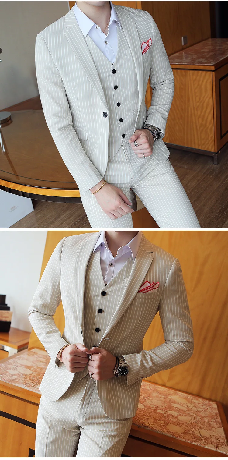 5 colors Elegant Stripe Suit Terno Costume Homme Luxe Tuxedo Suit Formal Smoking Uomo Party Weddin Slim Fit Banquet Suit Men