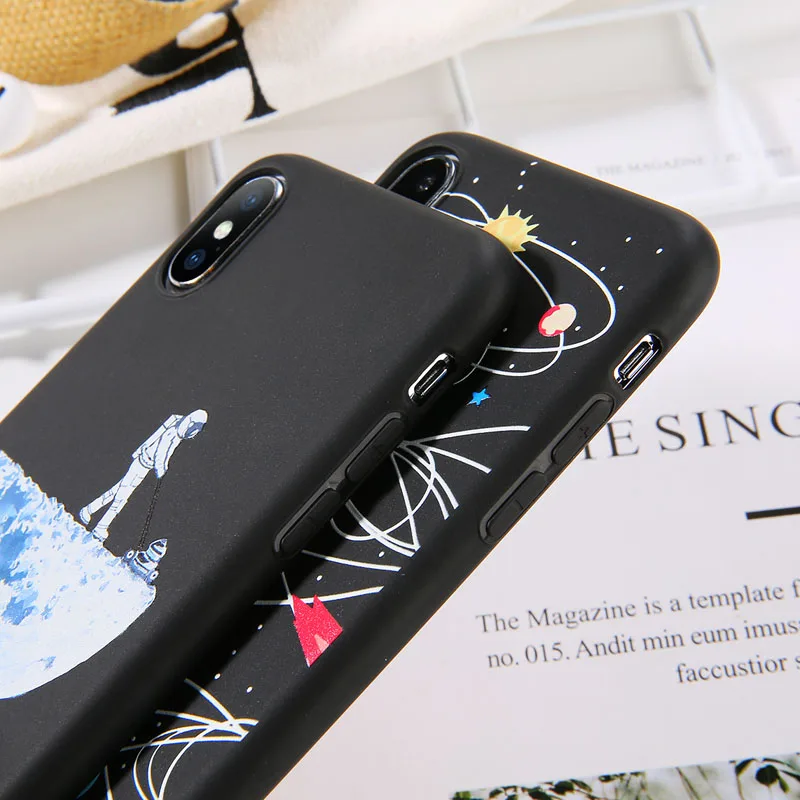 USLION Soft TPU Silicone Phone Case For iPhone X XS XR Xs Max Cartoon Planet Moon Cases Cover 5 5s SE 6 6s 7 8 Pus | Мобильные