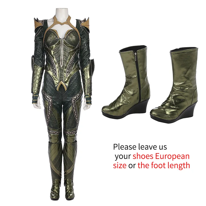 full set with boots Лига Справедливости Косплей Костюм Mera Косплей Костюм женский кожаный косплей полный набор для Хэллоуина на заказ - Цвет: full set with boots