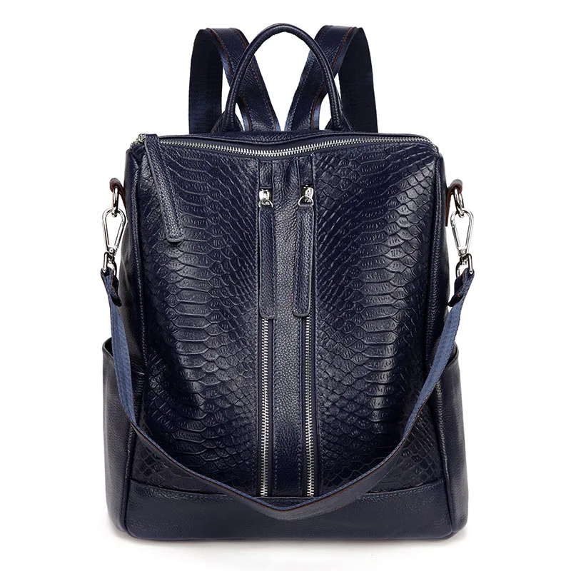 Dark Blue ZENCY натуральная кожа аллигатора женские классические дизайнерские рюкзаки в американском стиле из крокодиловой кожи дизайнерские сумки - Цвет: Dark Blue