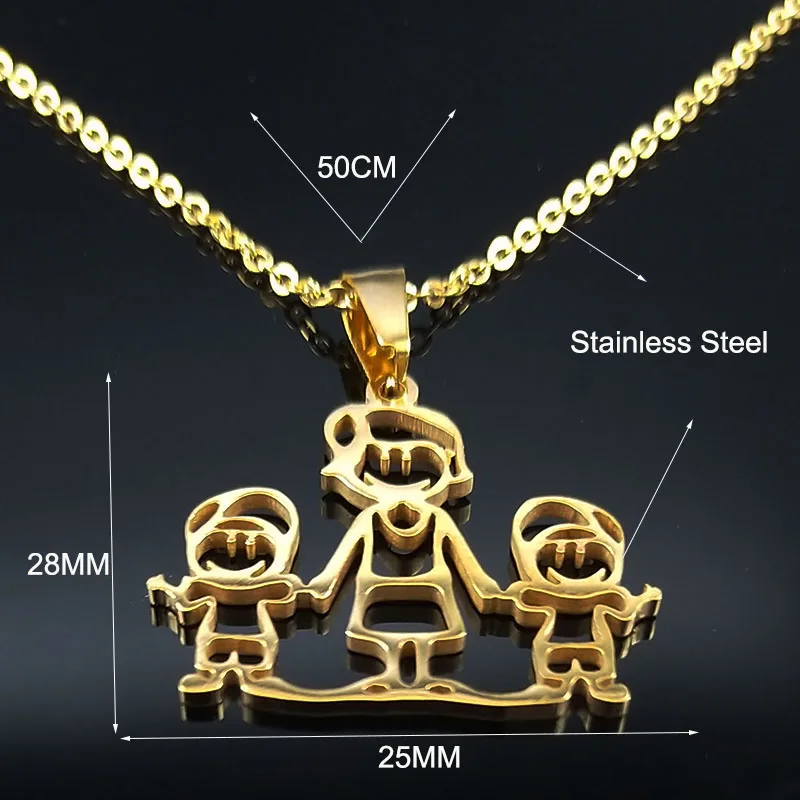 GD Mom 2 BOY Горячая Распродажа, семейное ожерелье s, для мальчиков, детей, женщин, Золотая цепочка, ожерелье из нержавеющей стали, ювелирные изделия, подарок на день Святого Валентина, joyas ND310A - Окраска металла: GD Mom 2 BOY